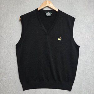 Masters Clubhouse Collection Vest Mens Medium Black Merino Wool Made in Italy